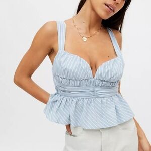 Urban Outfitters Blue Stripe Daphne Peplum Bustier Top Size Medium‎